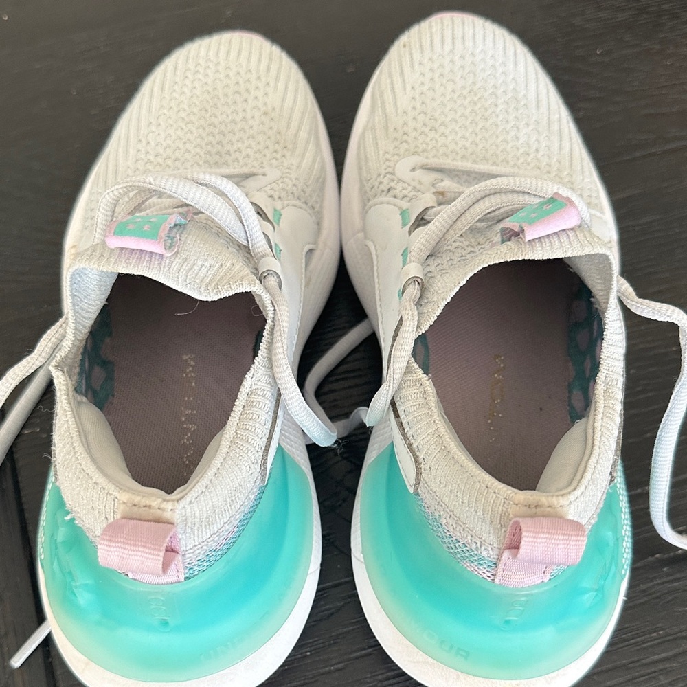 Under Armour Kids' Gray and Mint Sneakers - Picture 2 of 3